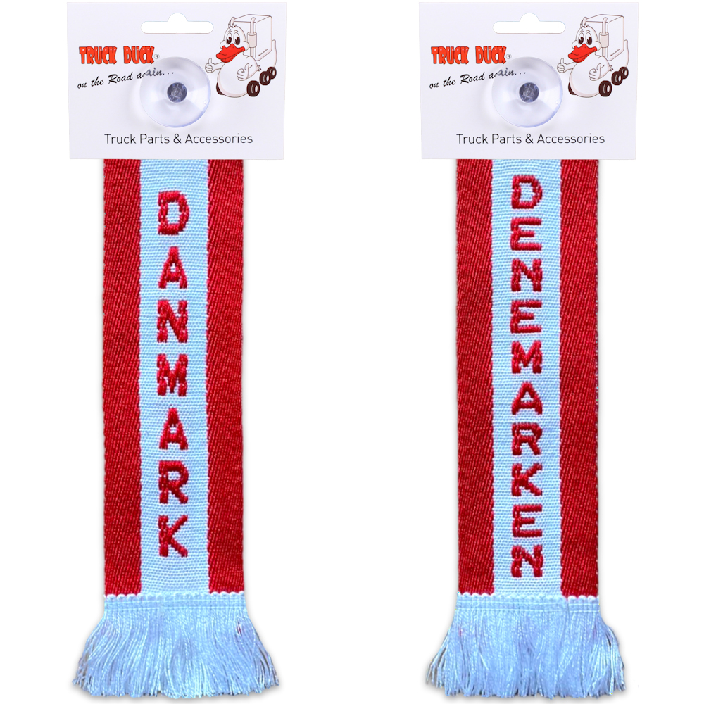 TRUCK DUCK® LKW Auto Minischal Dänemark Danmark Denemarken Trucker Mini Schal Wimpel Flagge Fahne Saugnapf Spiegel Deko Original 80er