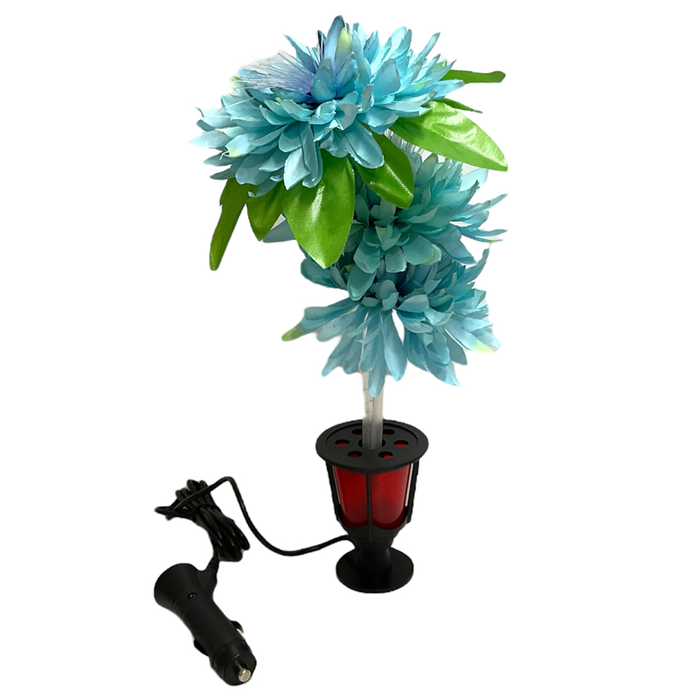 TRUCK DUCK® LED Blume Oldschool Blumenvase rot beleuchtet 12V 24V Innenraum Dekoration Glasfaserleuchte für LKW KFZ Auto Bus Transporter Wohnwagen Caravan Cockpit